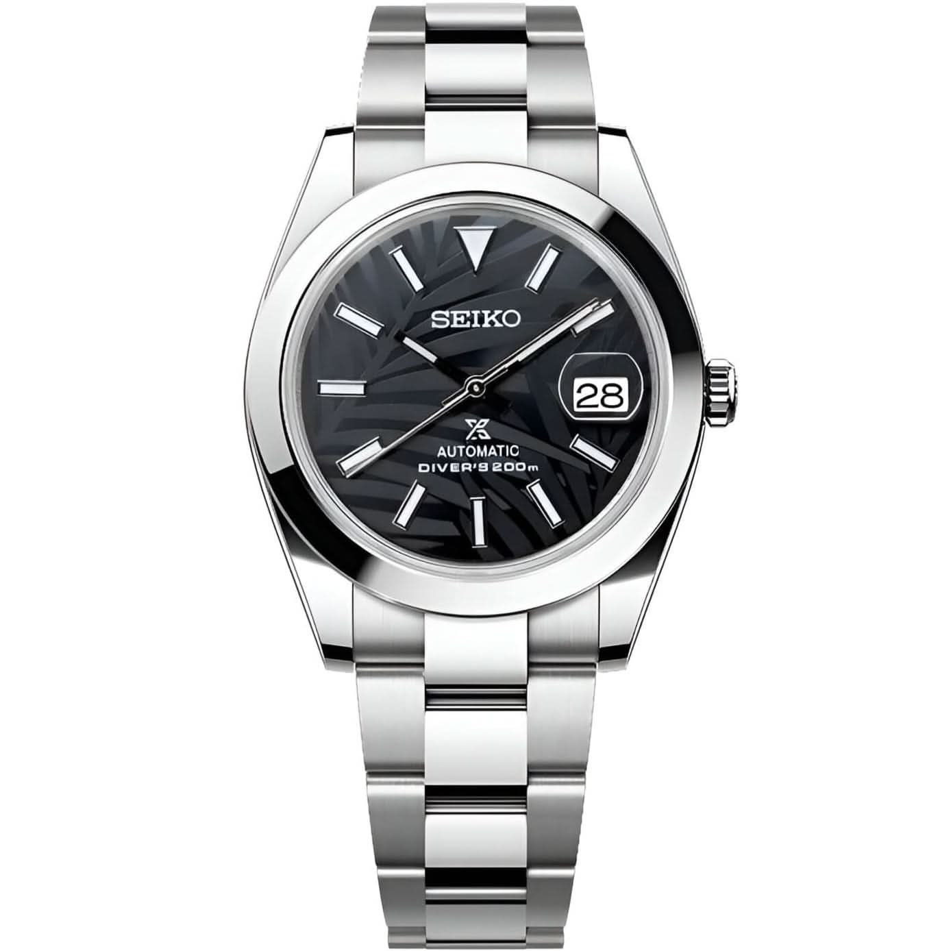 Datejust Mod - Palm Leaf Smooth Black